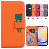 Kedic Galaxy A25 5G ケース 手帳型 日本版 SCG33 手帳ケース Galaxy A25 5G カバー すまほけーす ぎゃらくしー A25 5G 財布型 Galaxy A25 携帯カバー スタンド機能 Galaxy A25 5G スマホケース 手帳型 擦り傷防止 軽量薄型 耐衝 かわいい 動物柄 Galaxy SC-53F ケース ギャラクシーA25 5G カバー -オレンジ