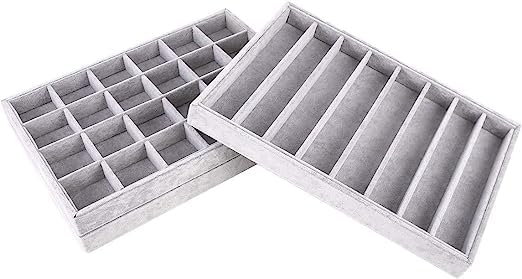 Image of 6 Sunglass /Watch Velvet Jewelry Drawer Organizer Tray Stackable Tray