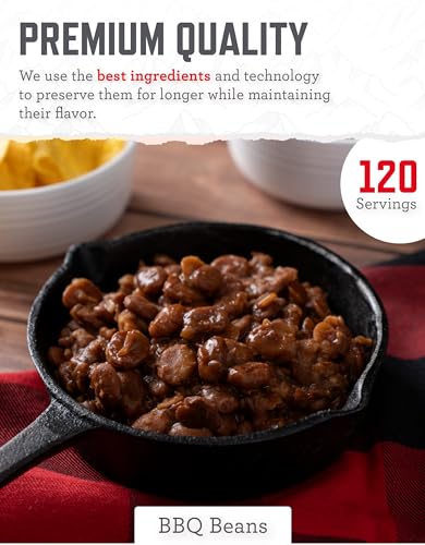 ReadyWise Emergency Food Supply - 120 Servings BBQ Beans Bucket, Freeze Dried Protein Meals, Camping Essentials, Ready to Eat, Survival Disaster Prepping Supplies, up to 25 Year Shelf Life