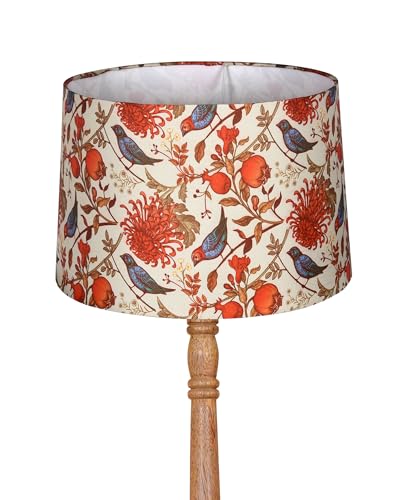 Image of Homesake Mid Century Modern Floor Lamp for Living Room | Hand Turned | Corner Lamp for Living Room, Stand Lamp with Fabric Lampshade for Bedroom, Study Room and Office, (Bird)