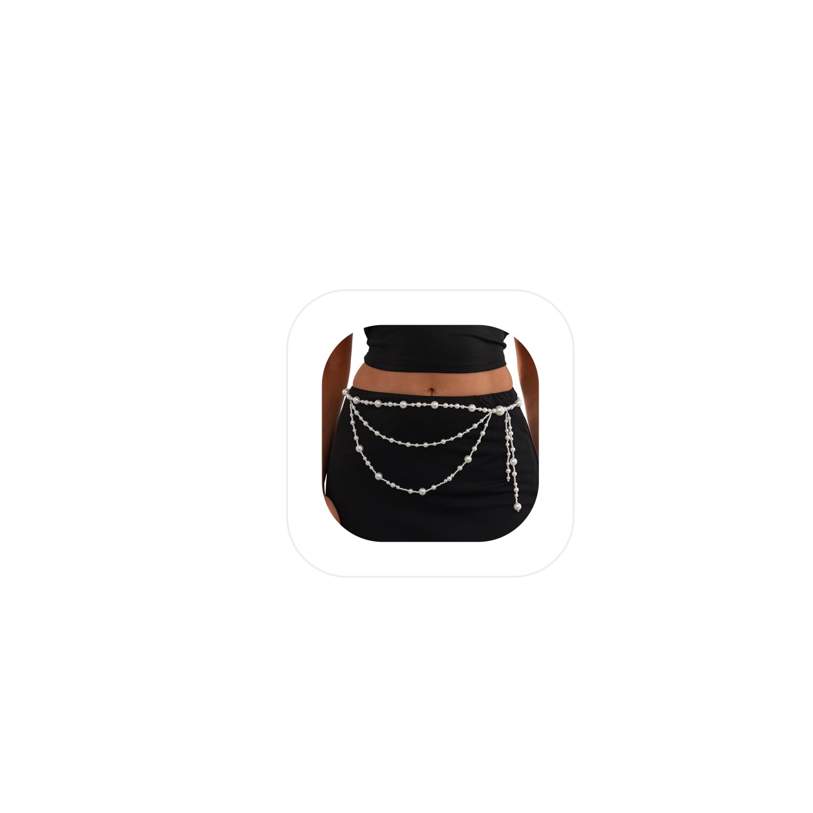 Multi-layer White Pearl Waist Chain for Women,Bikini Layered Beaded Body Chain,Festival Big Pearl Waist Belt,Summer Beach Beads Belly Body Accessories Jewelry-image-39
