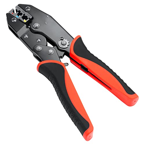 Sanuke Crimping Tool for Insulated Electrical Wire Connectors, Ratcheting Wire Crimper - Wire Crimp Tool - Crimping Pliers for AWG 22-10 Terminal Crimper