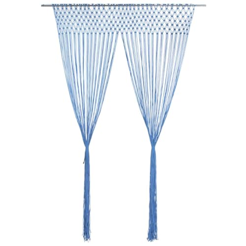 Séparateur de pièce rideau macramé bleu pour intimité