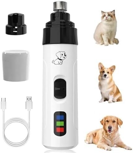 Dog Nail Grinder,Silent Groom Pro Nail Grinder,New Upgraded Dog Silent Nail Grinder for Dogs Silent Dog Nail Trimmer,Electric Dog Nail Clippers Pet Paws Grooming Smoothing Tool (White)