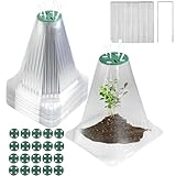 20 Pack Garden Cloches for Plants,Reusable Bell Covers Protector with 40PCS Ground Stakes,Rotatable Vent for Plant Protection,Arden Protector from Animals Birds Chicken,7.4" H X 7" D
