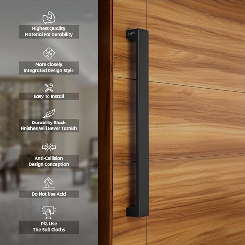 LAPO 12 inch Stainless Steel Door Handle for Main Door, Wooden & Glass Door Pull Push Handle, Main Door Handle (Hole to Hole Size 300 mm,Pack of 1) Black Finish | 3 Years Warranty
