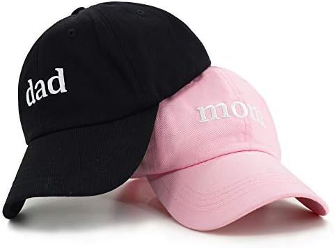 Mom Dad Couple Hats Embroidered Distressed Vintage Baseball Cap (Mom & Dad)