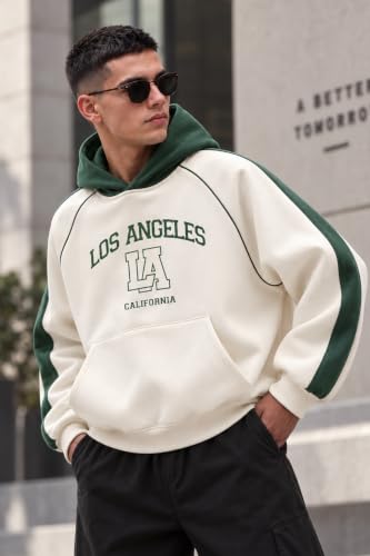 Image of Veirdo Men's Oversized Fit Solid Cotton Hoodie Full Sleeve Hooded Sweatshirt Kangaroo Pocket Warm Winter Wear Warm Stylish Pullover for College, Cafe and Weekend Outings (Sizes S to XXL)