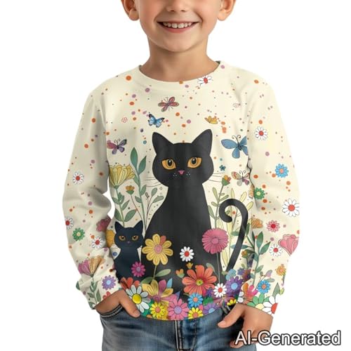 Image of Renewold Boys Girls Tees Kids T-Shirt Long Sleeve Crewneck T Shirts Casual Athletic Tops Clothing for Home School Travel