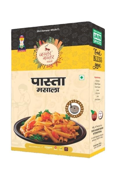Jantar Mantar Pasta Masala | Jain Spices Pure Veg Pasta Seasoning | No Onion No Garlic Pasta Masala | Italian Style Pasta Spice Mix | Perfect for White & Red Sauce Pasta | Premium Indian Spice Blend