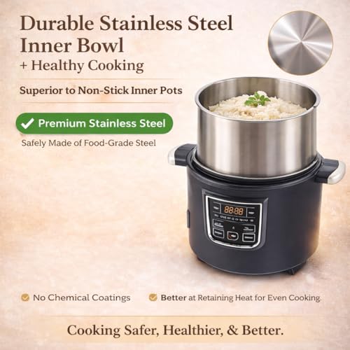 Cookup 1.8 Litres Digital/Multipurpose Electric Rice Cooker | 2 Stainless Steel Cooking Pot | Stainless Steel Steamer | 11Multi Purpose Functions |... - Image 4