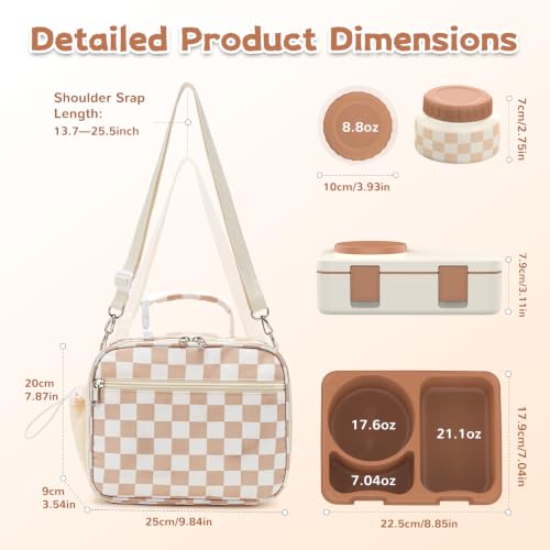 Image of Bento Box for Kids, Leakproof Kids Lunch Box with 8.5OZ Thermo Food Jar & Lunch Bag, 3-4 Compartments Toddler Insulated Lunch Box for Girls, BPA Free Lunch Containers for School Daycare