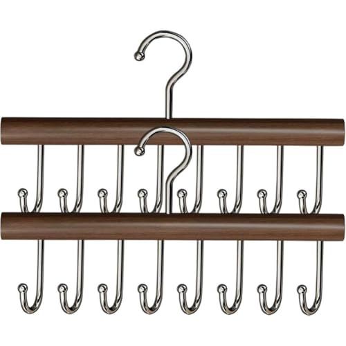 Fituenly 2 Pezzi Grucce per Cravatte E Cinture, Grucce per Reggiseno E Canottiera, Appendiabiti Antiscivolo Multi-Gancio, Grucce in Legno Robuste E Resistenti, Grucce Salvaspazio per