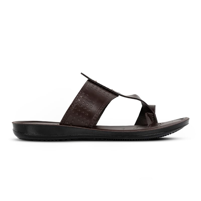 Image of Jogger Men's Toe Loop Casual Sandals Slip-On T-Strap Open Footwear with Cushioned Footbed Anti-Slip Sole Black (Brown, UK Footwear Size System, Adult, Men, Numeric, Medium, 9)