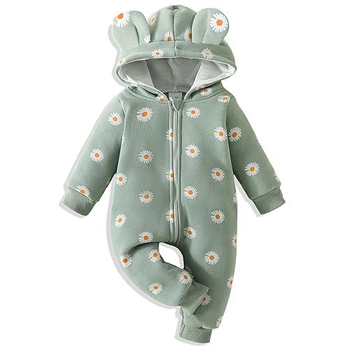 Image of AMAWMW Newborn Baby Girl Winter Clothes Milk Cookies Hooded Jumpsuit Infant One Piece Romper Snowsuit Gifts Fall Outfit