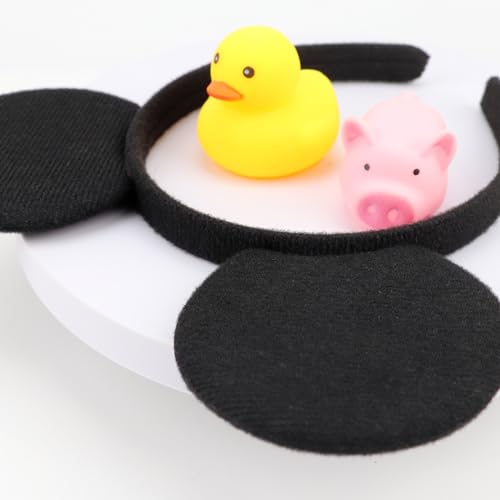 Image of DRESHOW Mouse Ears Headbands Solid Black Ears Party Decoration Costume Headbands Hair Band for Christmas Party