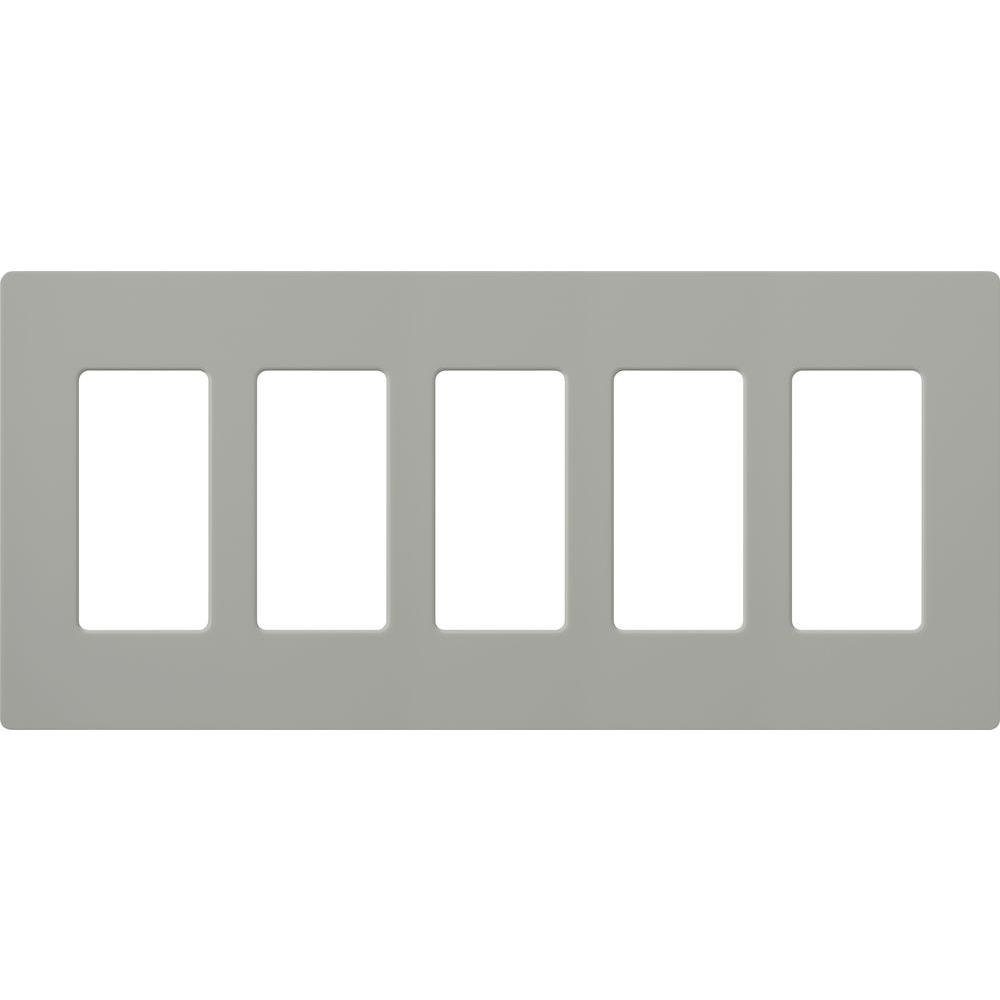 Lutron Claro 5 Gang Dekoratör/Rocker Duvar Plakası, Parlak, Gri (1'li Paket) | CW-5-GR