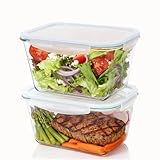 Hontent 2 Pack Large Glass Storage Containers with Lids 85oz/10.5cup Big Airtight Glass Food Storage...