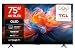 TCL 75T8C-UK 75 Inch 4K 144Hz Gaming QLED Onkyo 2.1 Dolby Atmos Google TV with Dolby Vision & HDR 10+ BBC iPlayer (2025 Model)