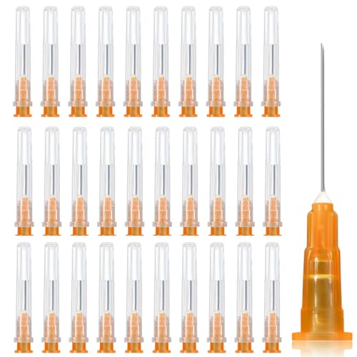 PYEUIFT 25G 0,5x20mm acero inoxidable,diferentes tamaños: 18 G/19 G/20 G/21 G/22 G/23 G/25 G/26 G/27 G/30 G,embalaje individualmente,tubos de recarga para industria, hobby y hogar(50 Piezas