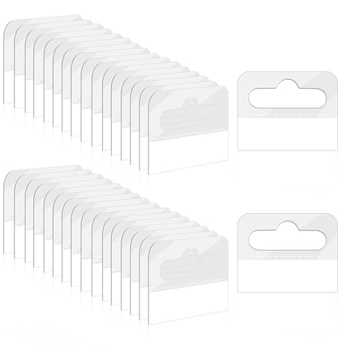200 Pcs Hang Tabs, Clear Self-Adhesive Hanging Tabs, Heavy Duty Adhesive Hang Tags, Plastic Hang Tags with Slot Hole, Hanging Product Tags for Retail Display, 1.77x1.37 Inches