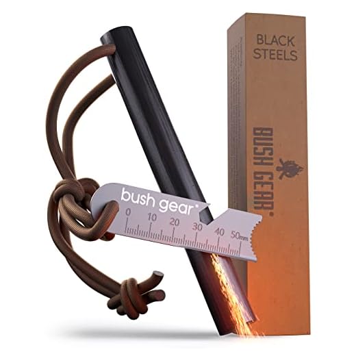 BUSHGEAR Black Steels Feuerstahl - XXL Feuerstarter - Extrem Starker Funkenflug - Feuerstein für Outdoor, Survival, Bushcraft