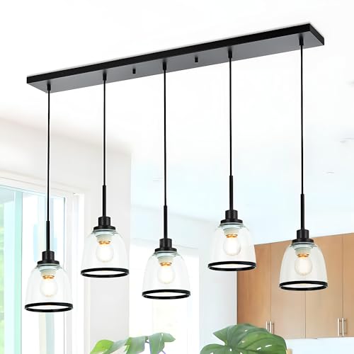 Image of Clear Glass Bell Shade with Black Trim - 1.65 inch Fitter Opening - Replacement for Chandeliers, Wall Sconces, Vanity & Ceiling Lights - Classic Home Lighting Decor, 4 Pack