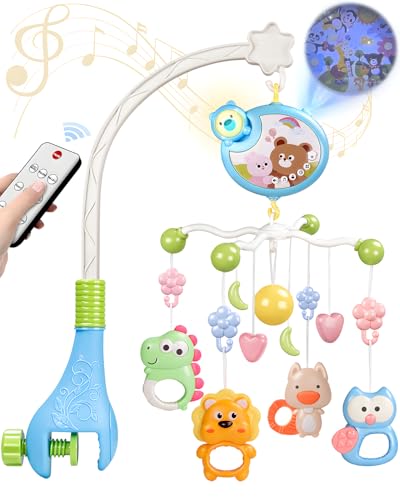 RSEPD Crib Mobile With Music And Lights, Mobiles For Cribs, Baby Mobile Arm Toys Hanging For Bassinets Girls Boys, Nursery Musical Space Portable...