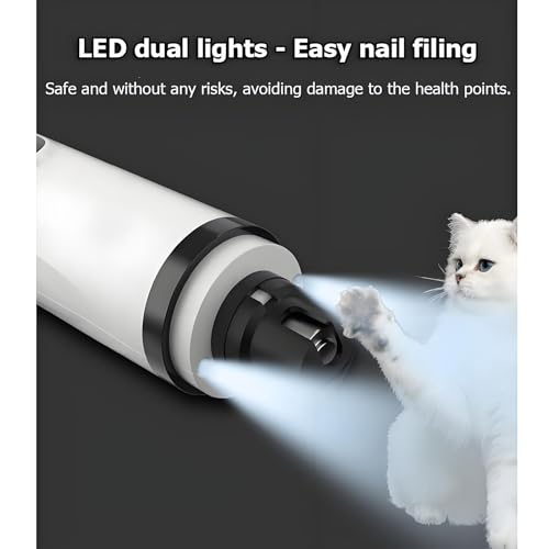 Huiteng XR Heusom Silent Groom Pro Nail Grinder, Professional Heusom Nail Trimmer for Dogs with Dual LED Lights, Triple Speed Settings, 2000mAh Battery, Ultra Quiet Operation for Grooming (White) #3