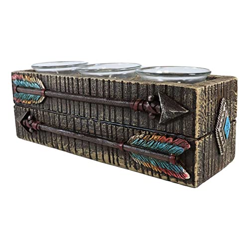 1 Pcs Of Southwestern Native Indian Turquoise Feather Arrows 3 Votives Candle Holder #TOP2