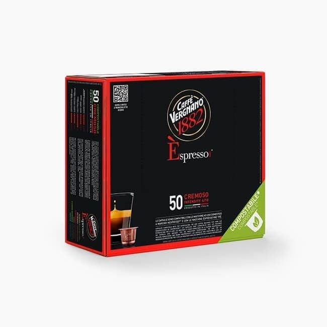 Caffè Vergnano Èspresso 1882 Miscela Cremoso, 100 Capsule Compostabili Compatibili Nespresso -DD-