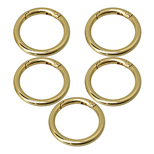 49mm OD 37mm ID Gold Zink-Legierung Federclip Runde Karabiner Tor O-Ring Runder Karabiner Schnappclip Trigger Frühling Schlüsselring Schnalle Packung mit 5