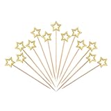 Gold Star Cocktail Picks, 5.5 Inch Long Decorative Toothpicks Skewers for Appetizers, Fruits and Drink Garnish, Christmas & New Year Holiday Events Party Supplies