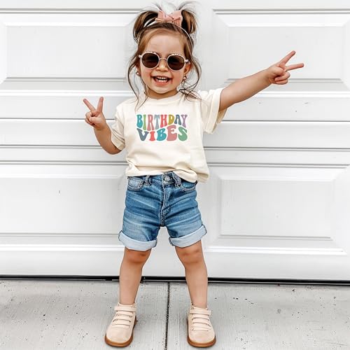 Birthday Vibes Groovy Toddlers and Youth Girls Birthday Shirts4