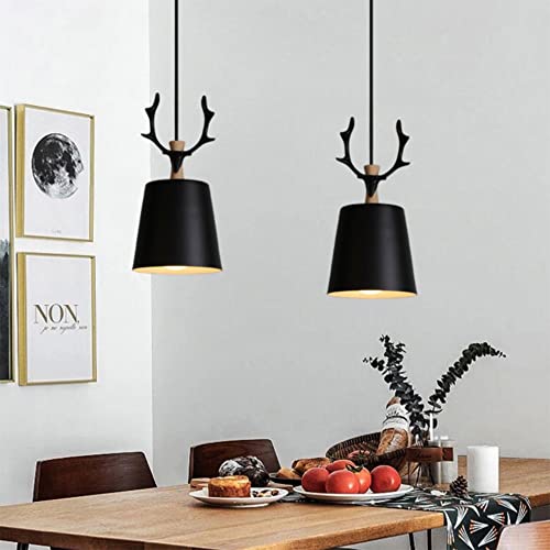 Lámpara colgante E27 de madera y metal nórdico para techo de comedor 5