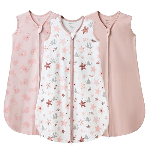 Image of JELLYMONI Baby Sleep Sack 6-12M, 0.5 TOG, 100% Cotton Wearable Blanket | 3 Pack, Soft Cotton Fabric, Breathable Lightweight Sleeveless Sleep Sack, Pre-Shrunk, 2-Way Zipper