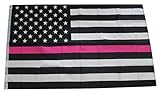 TrendyLuz Flags Thin Pink Line Flag Breast Cancer Awareness Support Women 3x5 Feet Printed Flag by