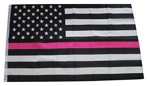TrendyLuz Flags Thin Pink Line Flag Breast Cancer Awareness Support Women 3x5 Feet Printed Flag