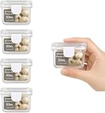 Kit 4 Mini Potes Hermético Retangular Plástico Transparente 50ml 7x5x4cm Tampa c/Trava de Segurança, Organizador de Alimentos, Porta Molhos, Reutilizáveis e Atóxico Livre BPA