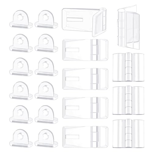 Framendino, 60 Pack Acrylic Mini Hinge Hasp with Lock Buckle Set Folding Latch for Cabinet Drawer Jewelry Box Accessories