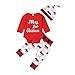 Produktbild Geagodelia Babykleidung Set Weihnachten Baby Kleidung Unisex Langarm Body Strampler + Hose Kleinkinder Neugeborene Warme Babyset My First Christmas (0-3 Monate, Rot & Weiß 591)