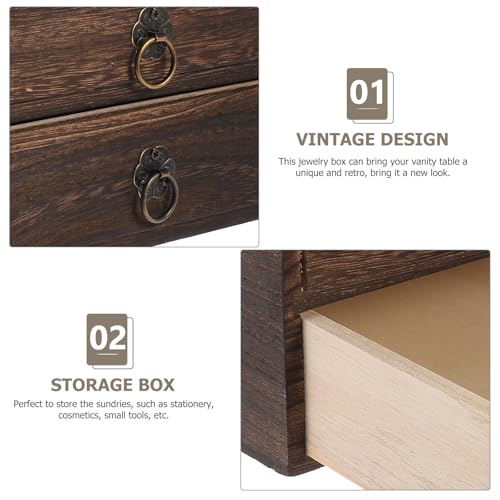 Boîte de rangement multicouche en bois empilable à tiroir - 7
