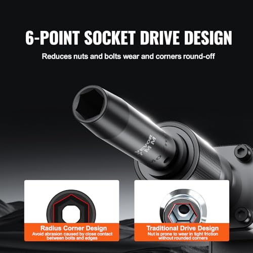 Image of VEVOR 1 /2 inch Drive Impact Socket Set, 9 Piece Deep Socket Set Metric 29-38mm, 6 Point Cr-Mo Spindle Axle Nut Impact Socket Set for Auto Repair,Easy-to- Read Size Markings, Includes Storage Case