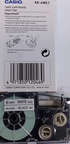 Image of Casio XR-6WE1 Label Printer Tape (Black and White)