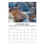 マンスリー壁掛けカレンダー – カピバラテーマの大きな壁掛けプランナー、ジュリアンの日付付き |家族とオフィスの組織 |予定、タスク、目標用の汚れ防止罫線入りブロック