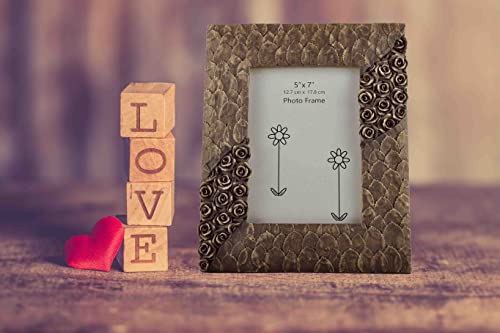 Rosen-Bilderrahmen 12,7 x 17,8 cm mit beflockter Rückseite, handgefertigter Harz-Bilderrahmen, geeignet für Wand- und Desktop-Fotos Cover