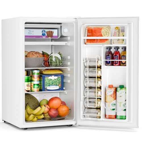 Image of Antarctic Star 3.2 Cu.Ft.Compact Refrigerator with Freezer, Mini Fridge Single Door with Adjustable Thermostat,Removable Glass Shelves for Apartment,Dorm,Office,Kitchen,WHITE