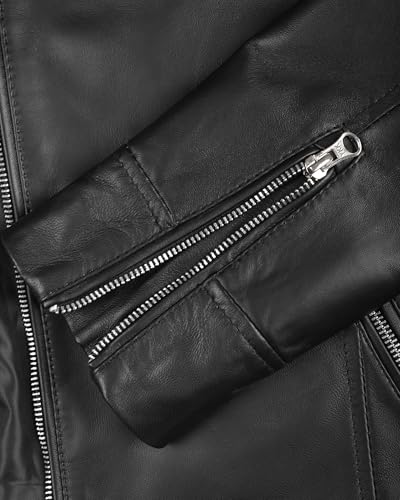 Image of fjackets Cafe Racer Mens Leather Jacket - 100% Real Lambskin Leather Jacket Men Moto Style