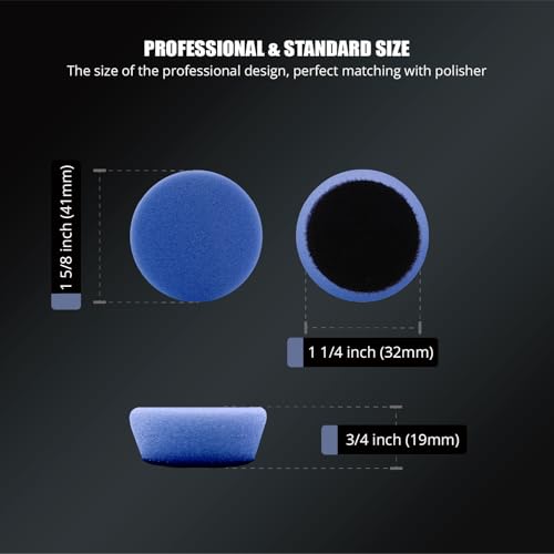 Image of SPTA Blue Mini High-Cut Foam Polishing Pad Sets, 10Pcs 1.3inch /32mm Sponge Polishing Buffing Pads, Car Foam Detail Polishing Pad Kit for Car Detail Polishing, Small Area Polishing -FF102-10