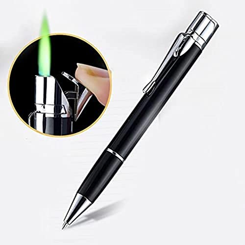 Image of Ritmo 2 in 1 Ball Point Pen Shape Windproof Ultra Thin Lighter - Long Strip Metal Jet Straight Fire (Gas Not Included) (Blue)